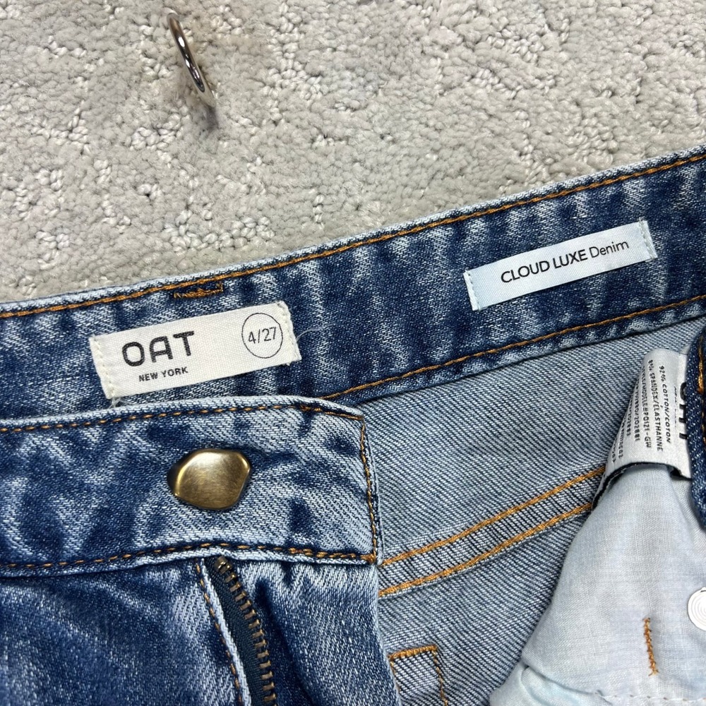 OAT New York Jeans Womens 4/27 Cloud Luxe High Rise Wide Leg Blue Medium Wash - Picture 3 of 12